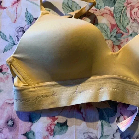 Pink Victoria Secret Women’s Yellow Bra Size 32A - Picture 2 of 10